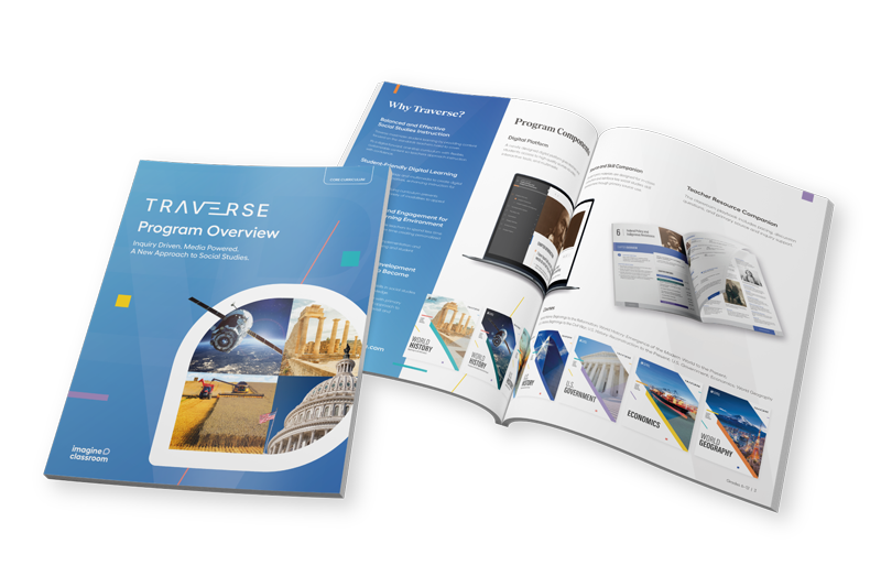 Printed Traverse program overview open on a table.